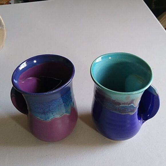 Original Hand Warmer Mugs Clay in Motion Studio cottagecore Grandmacore kitsch - Picture 1 of 7